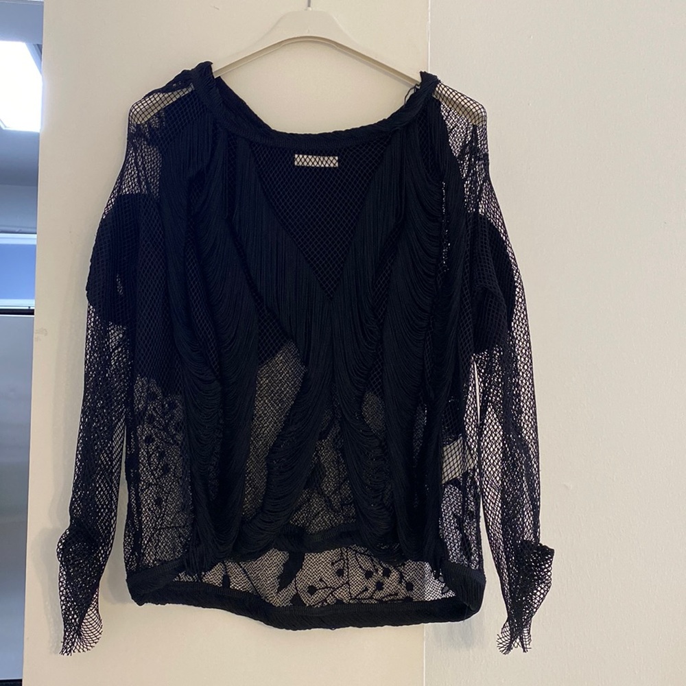 Denis Gagnon fish net and fringe top
